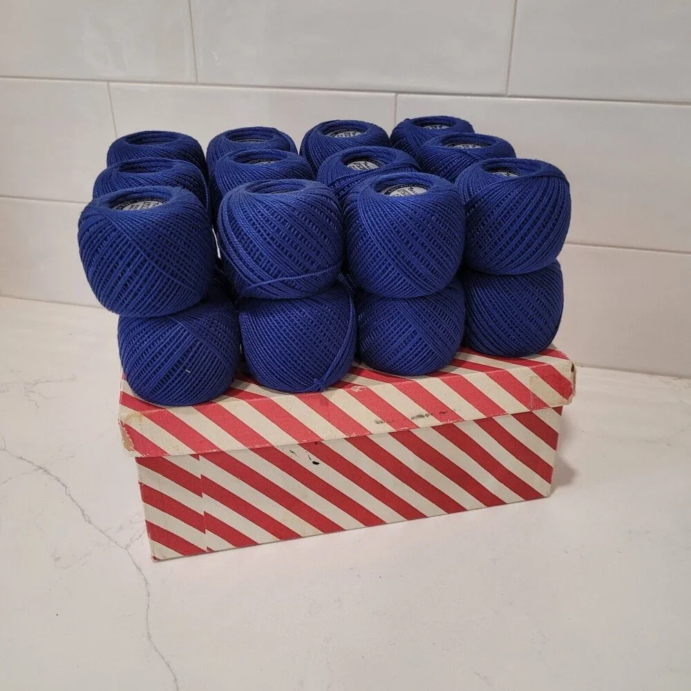 Twilleys Yarn 24 NEW 25g Skeins Lyscordet No 5 Cotton Crochet French Navy 36 BOX